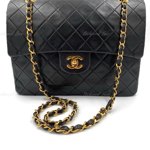 ❗️Sold❗️CHANEL Classic Lambskin Double Flap Medium Square Bag Black GHW - Picture 5 of 17